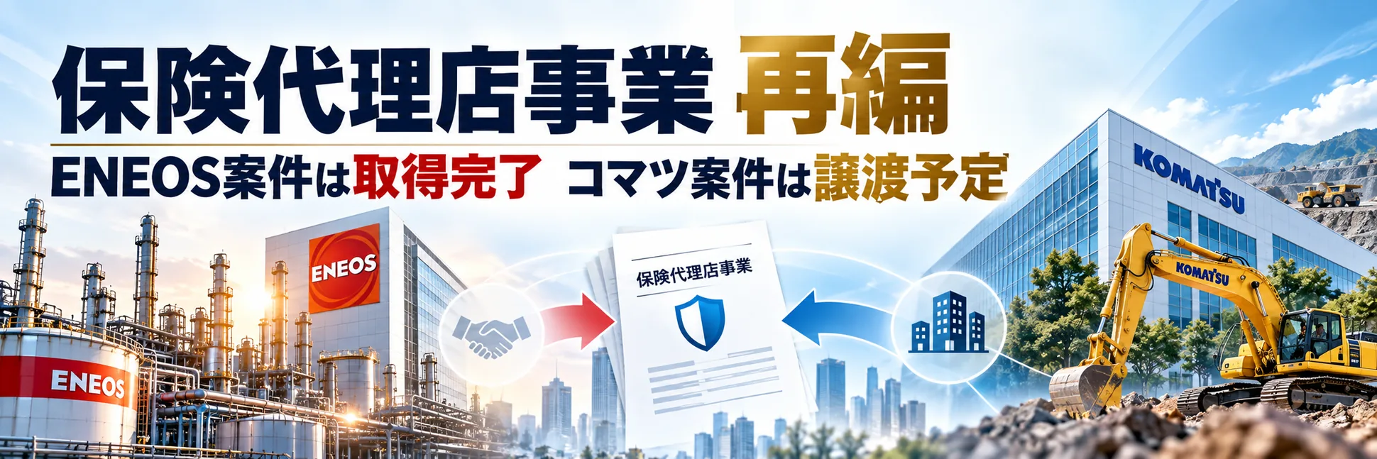 ENEOS案件は取得完了、コマツ案件は2027年1月に譲渡予定 企業グループ内の保険代理店事業2案件を整理