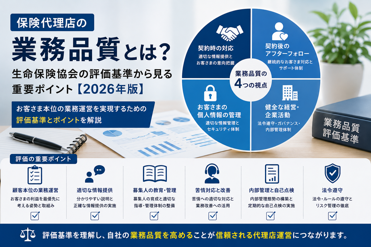 保険代理店の業務品質とは？生命保険協会の評価基準から見る重要ポイント【2026年版】