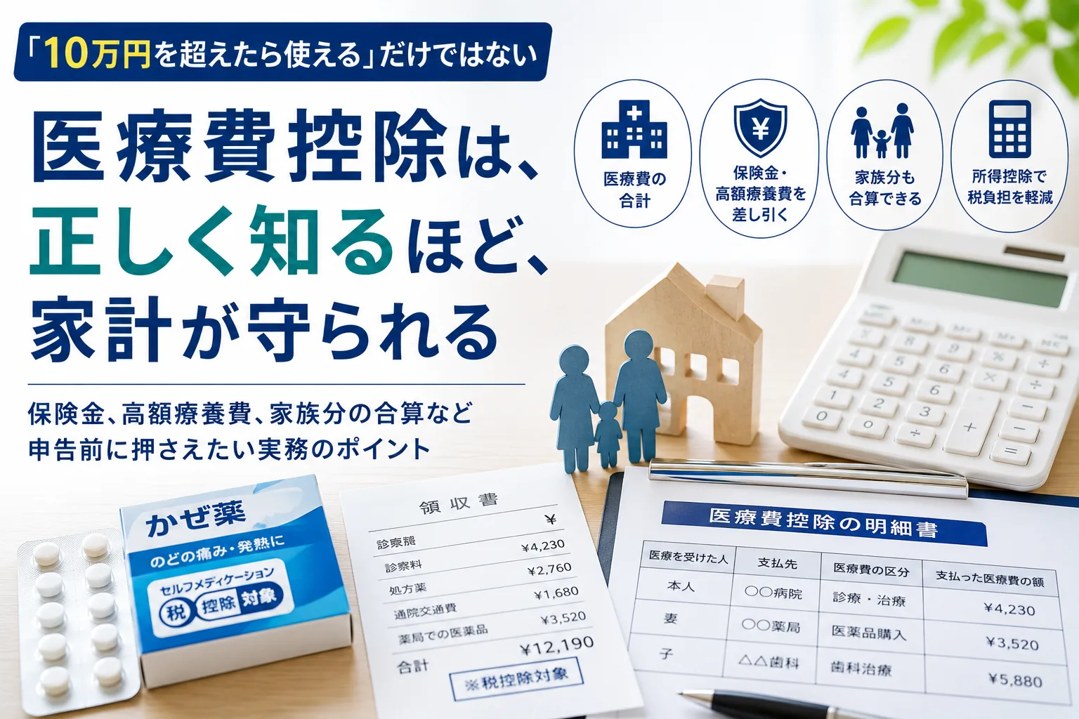 医療費控除は、 「10万円を超えたら使える」だけではない ー保険金、高額療養費、家族分の合算。申告前に押さえたい実務のポイント